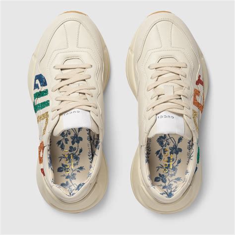 gucci glitter sneakers|gucci rhyton sneakers women's.